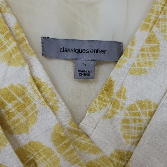 Classiques Entier Silk Blend Yellow Vneck Wrap Peplum Blouse, Small - Picture 7 of 7